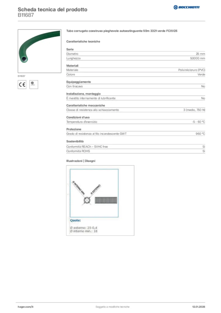 Immagine Bocchiotti Scheda tecnica del prodotto B11687 | Hager Italia