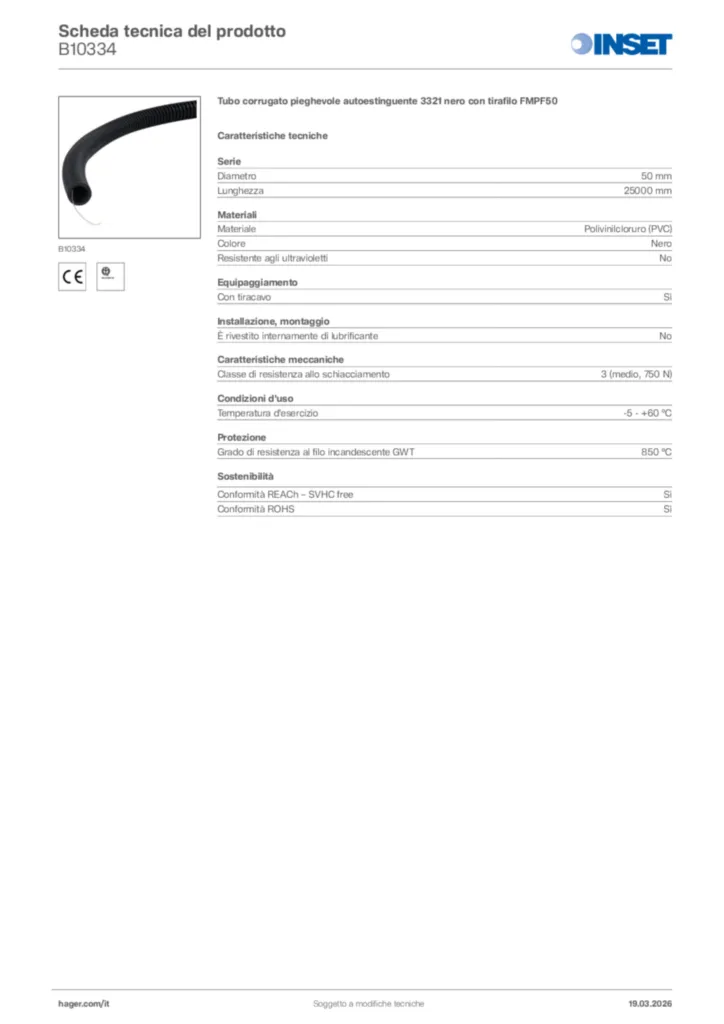 Immagine Inset Scheda tecnica del prodotto B10334 | Hager Italia