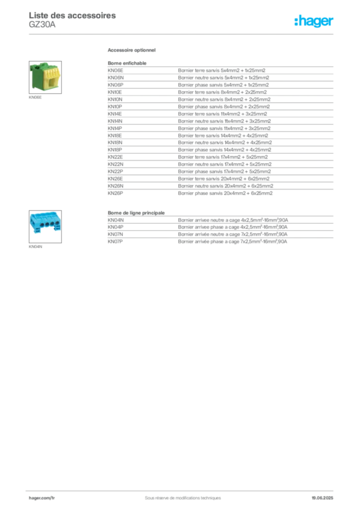 Image Hager Fiche technique du produit GZ30A | Hager France
