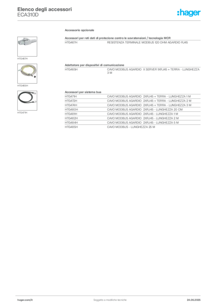 Immagine Hager Scheda tecnica del prodotto ECA310D | Hager Italia
