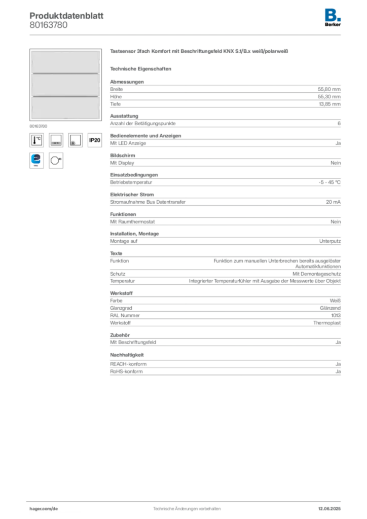Berker Produktdatenblatt 80163780
