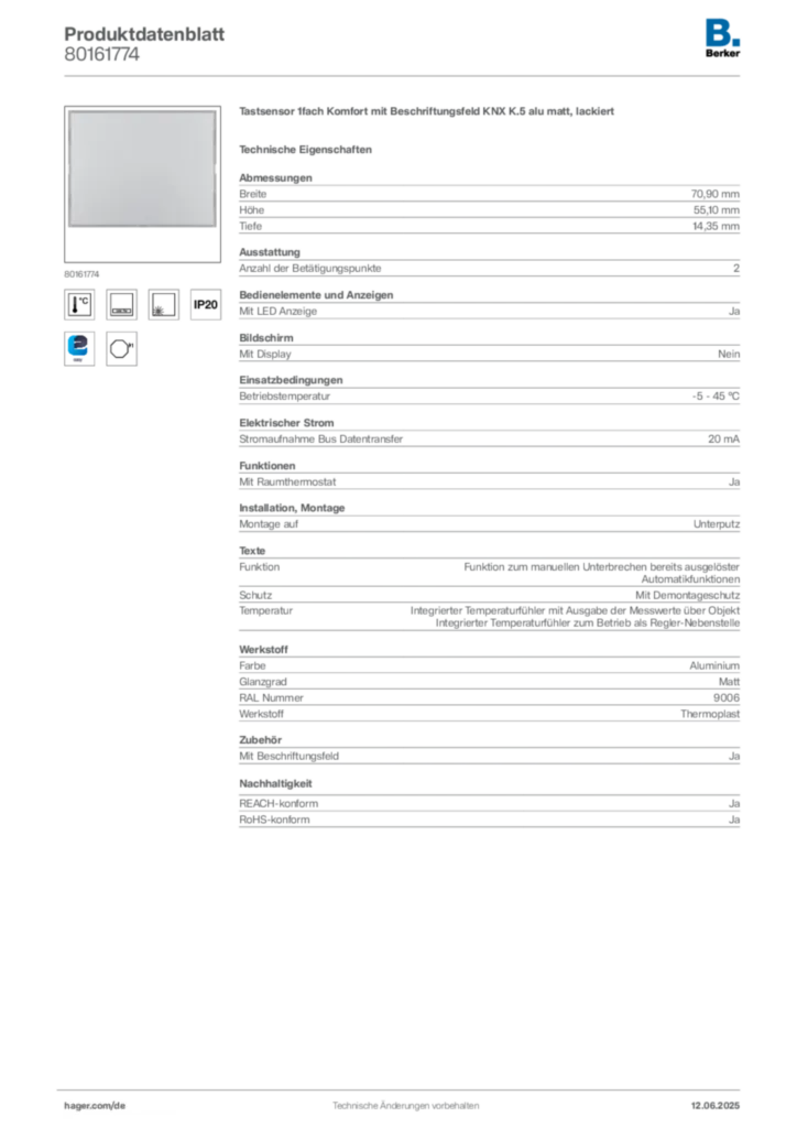 Berker Produktdatenblatt 80161774