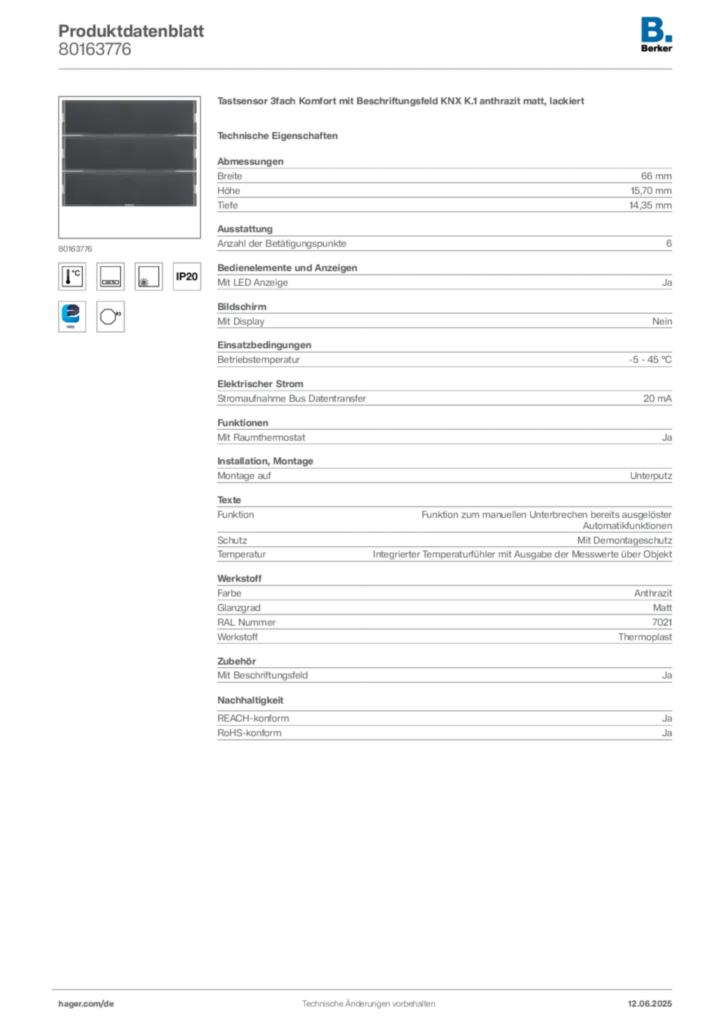 Berker Produktdatenblatt 80163776
