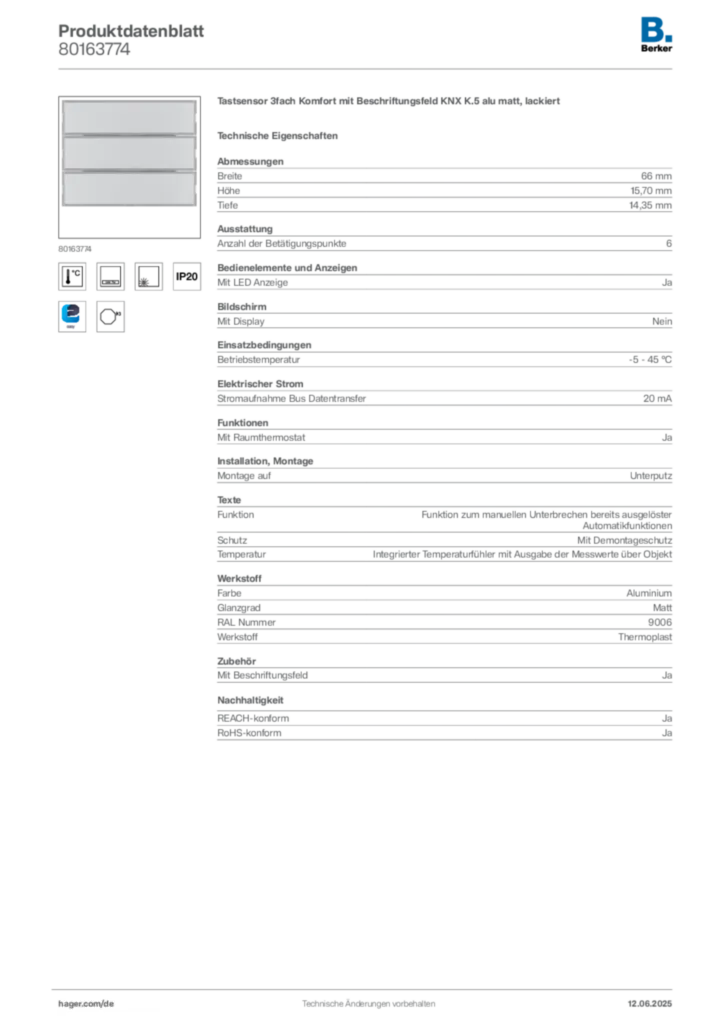 Berker Produktdatenblatt 80163774