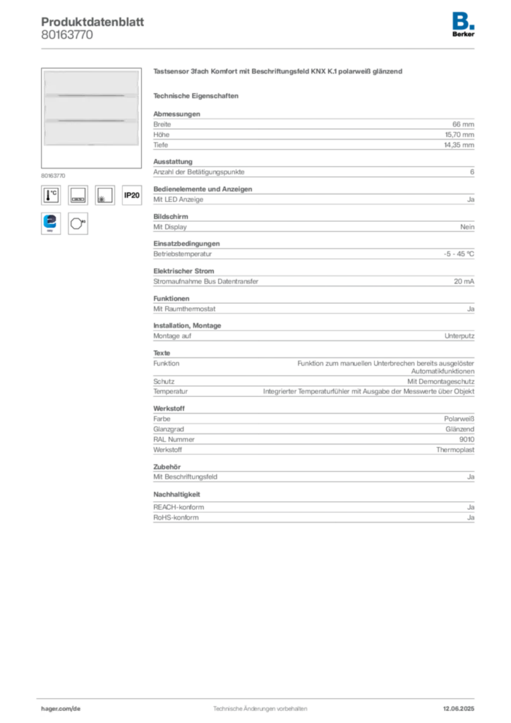 Berker Produktdatenblatt 80163770