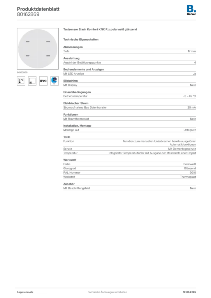Berker Produktdatenblatt 80162869