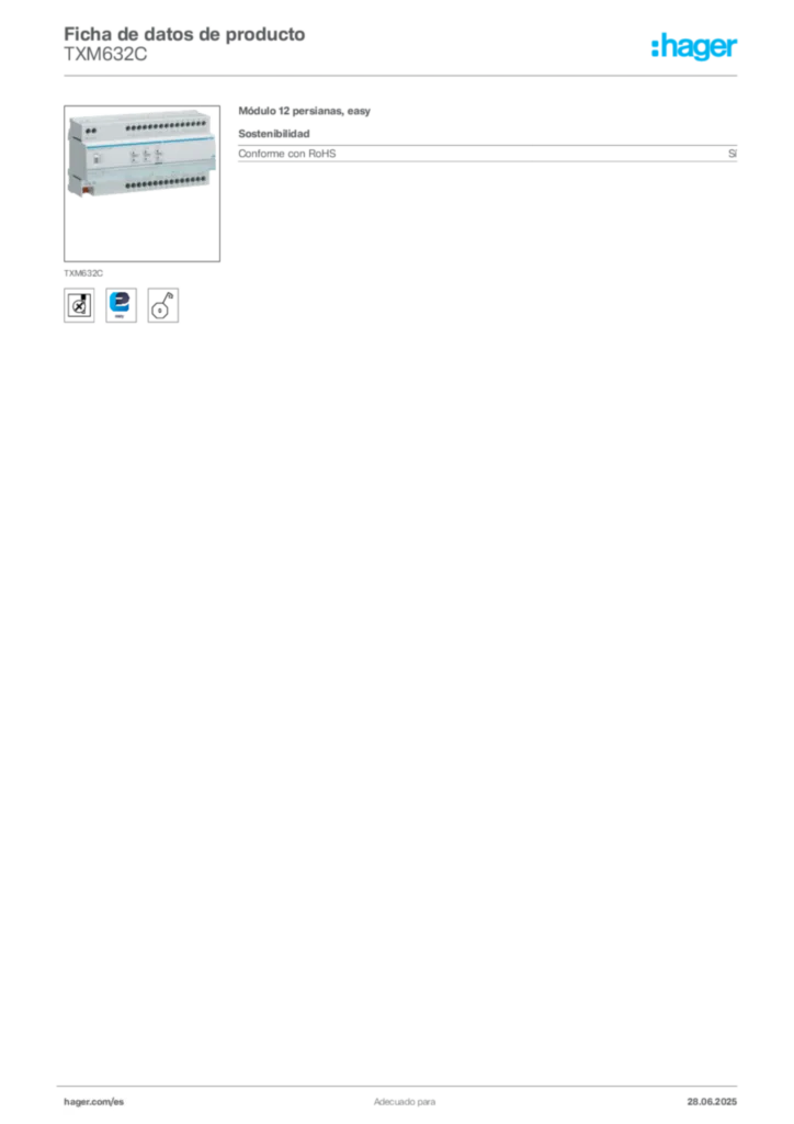 Imagen Hager Ficha de datos de producto TXM632C | Hager España