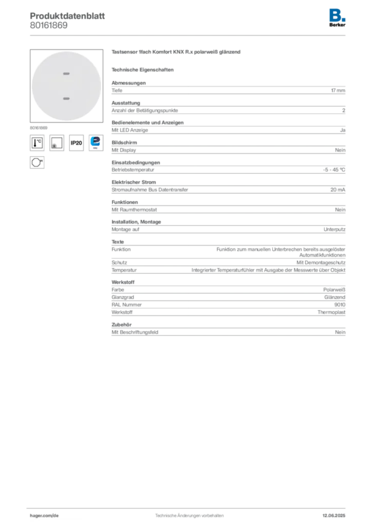 Berker Produktdatenblatt 80161869