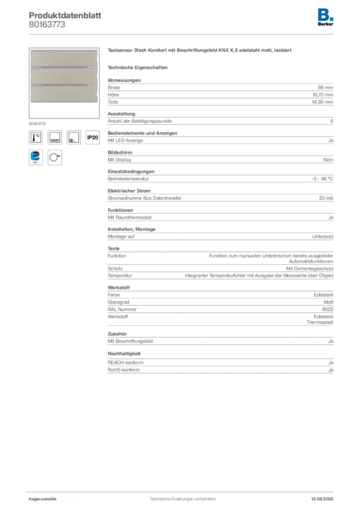 Berker Produktdatenblatt 80163773