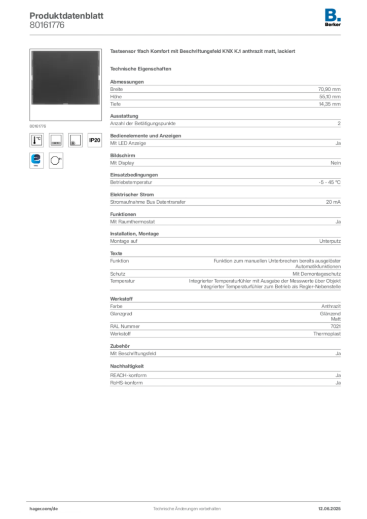 Berker Produktdatenblatt 80161776