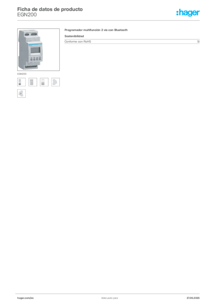 Imagen Hager Ficha de datos de producto EGN200 | Hager España