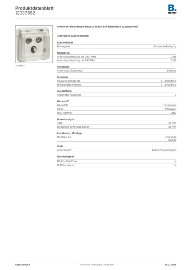 Bild Berker Produktdatenblatt 12033562 | Hager Deutschland