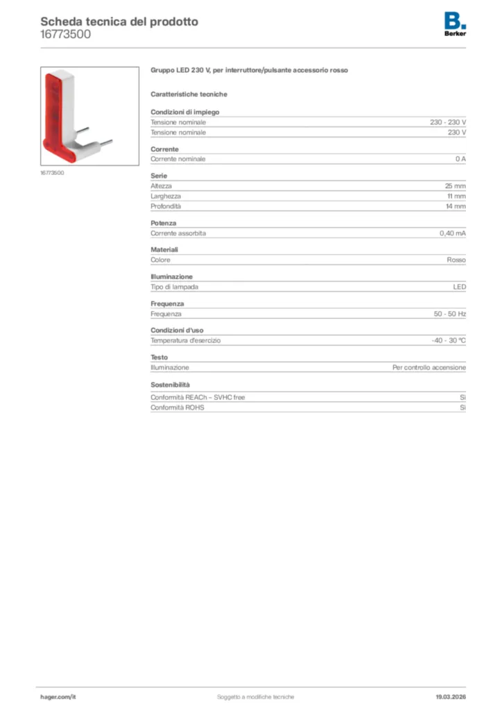 Immagine Berker Scheda tecnica del prodotto 16773500 | Hager Italia