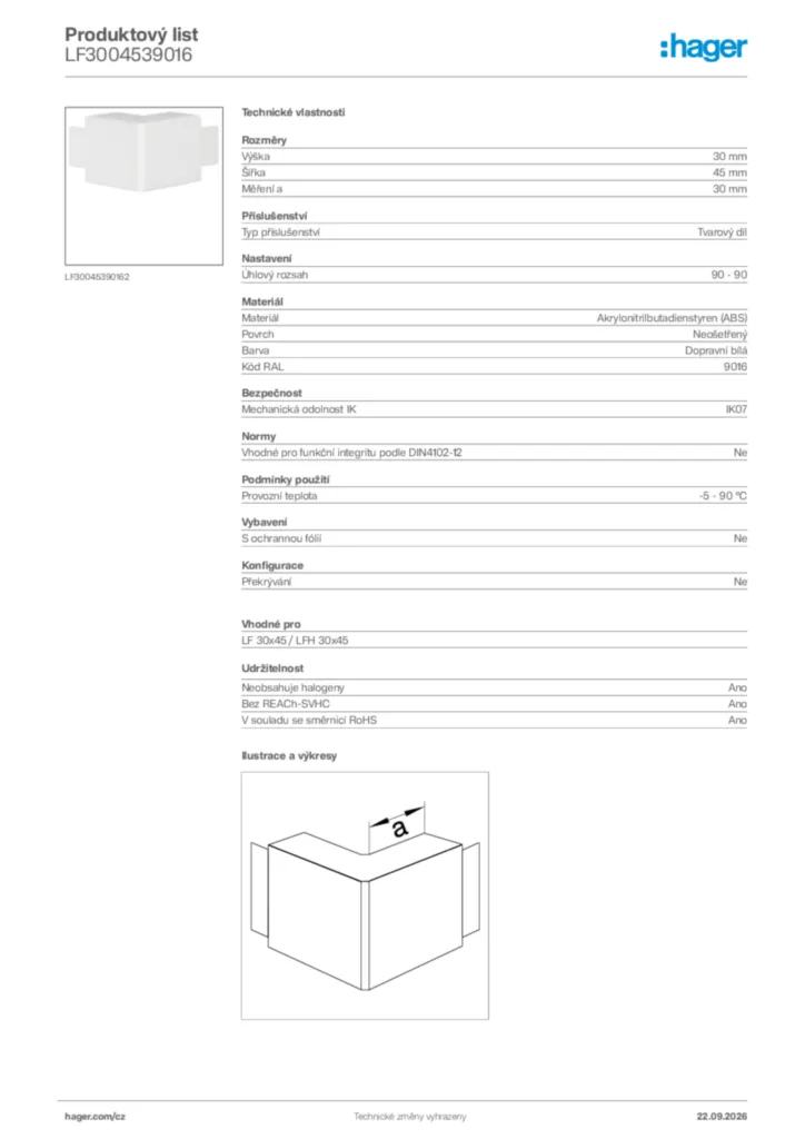 Obrázek Hager Generováno - Datový list produktu LF3004539016 | Hager
