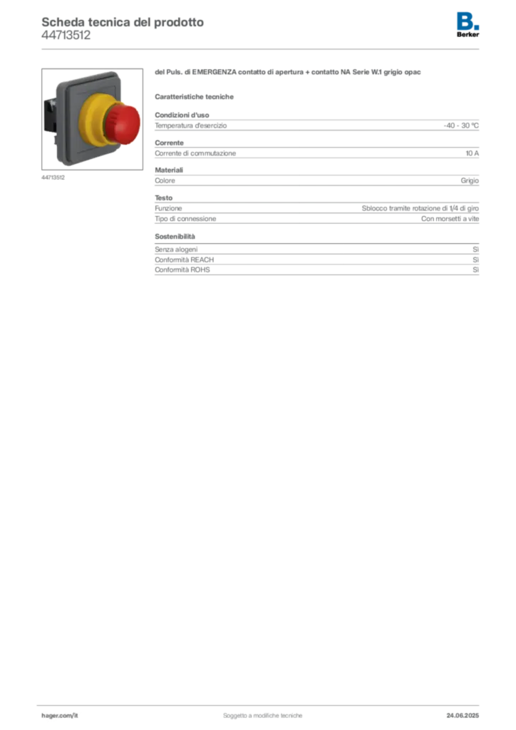 Immagine Berker Scheda tecnica del prodotto 44713512 | Hager Italia