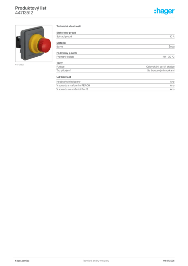 Obrázek Hager Produktový list 44713512 | Hager