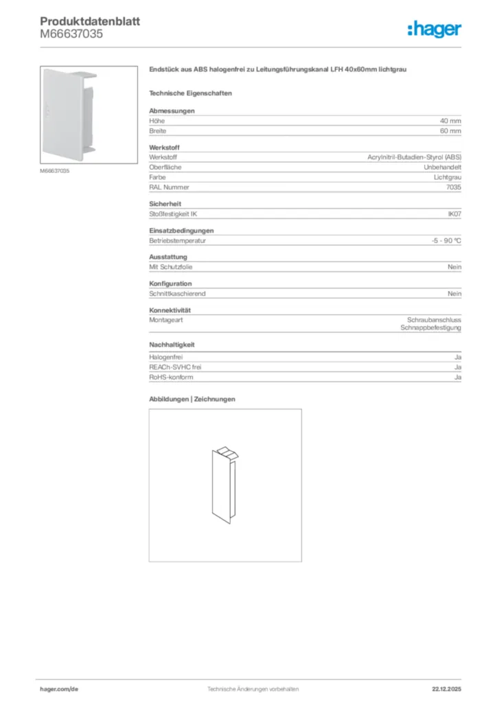 Bild Hager Produktdatenblatt M66637035 | Hager Deutschland