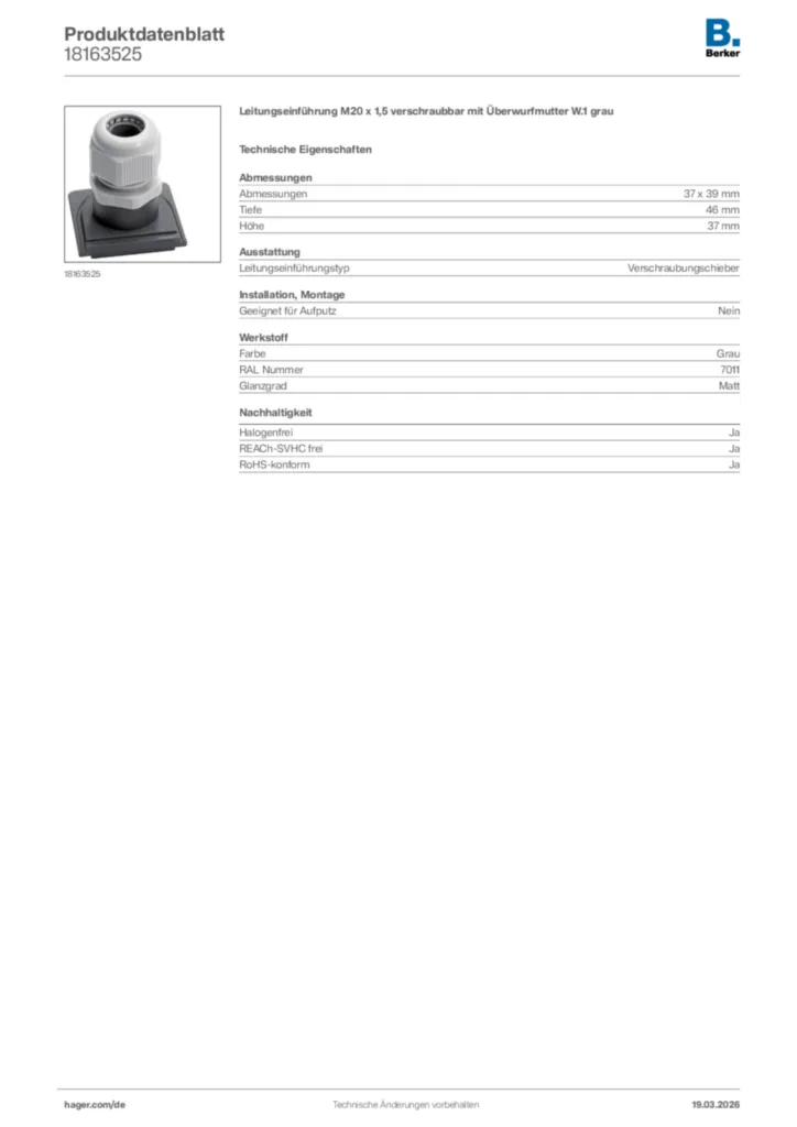 Bild Berker Produktdatenblatt 18163525 | Hager Deutschland