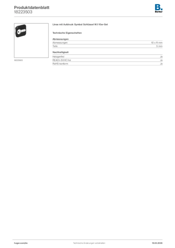 Bild Berker Produktdatenblatt 18223503 | Hager Deutschland