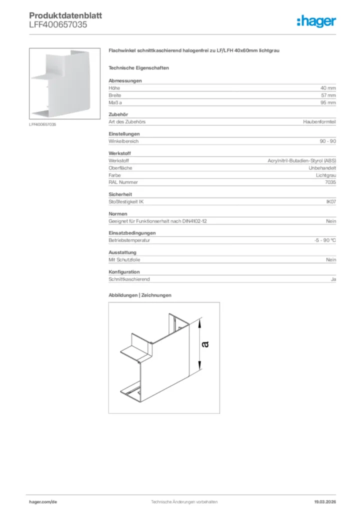 Bild Hager Produktdatenblatt LFF400657035 | Hager Deutschland