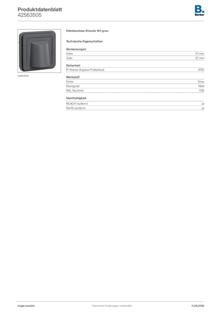 Bild Berker Produktdatenblatt 42563505 | Hager Deutschland