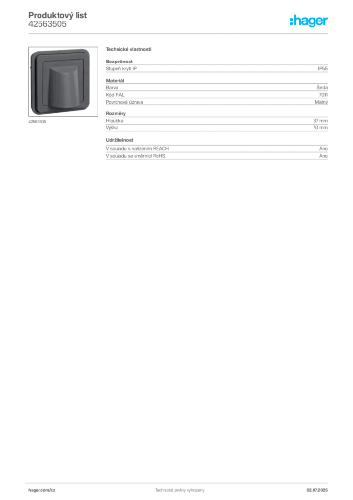 Obrázek Hager Produktový list 42563505 | Hager