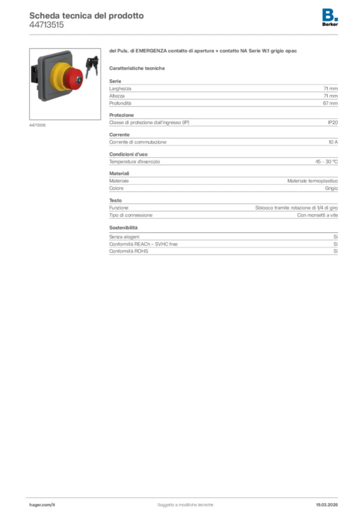 Immagine Berker Scheda tecnica del prodotto 44713515 | Hager Italia