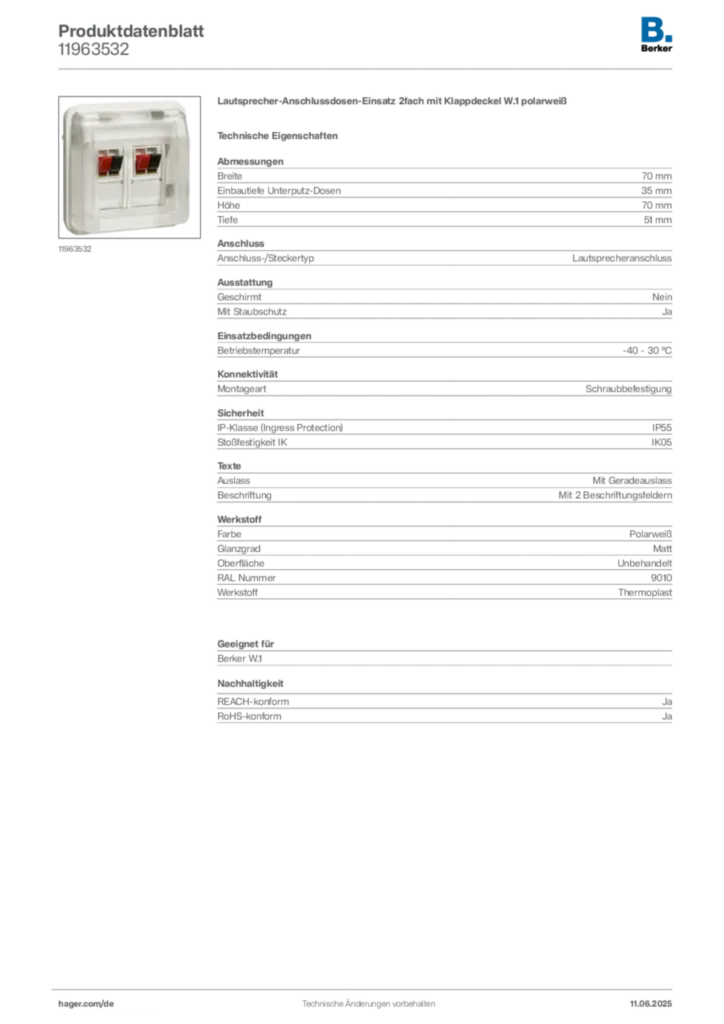 Bild Berker Produktdatenblatt 11963532 | Hager Deutschland