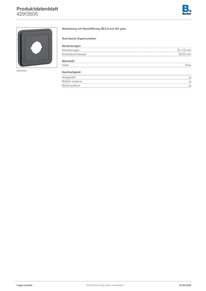 Berker Produktdatenblatt 42913505