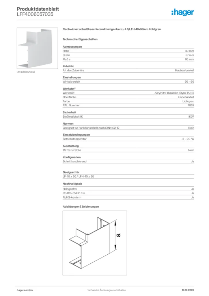 Bild Hager Produktdatenblatt LFF4006057035 | Hager Deutschland