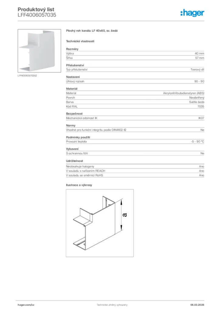 Obrázek Hager Product data sheet LFF4006057035 | Hager