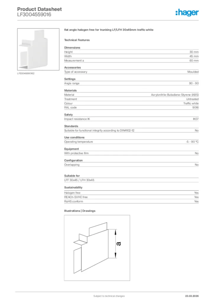 Image Hager Product data sheet LF3004559016  | Hager Africa