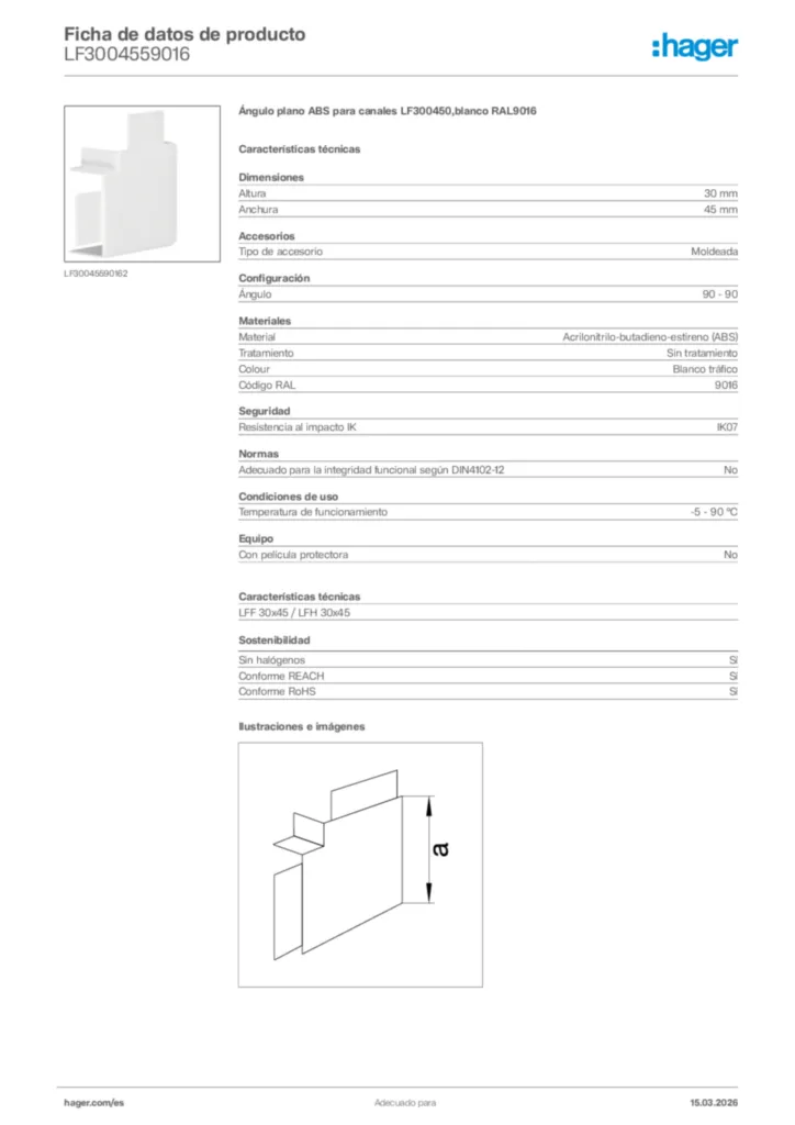 Imagen Hager Ficha de datos de producto LF3004559016 | Hager España