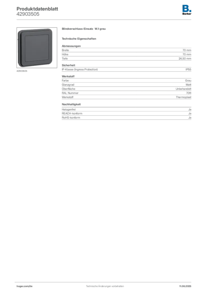 Berker Produktdatenblatt 42903505