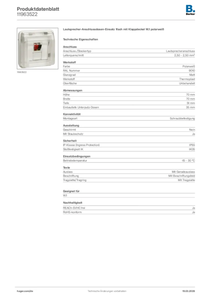Bild Berker Produktdatenblatt 11963522 | Hager Deutschland