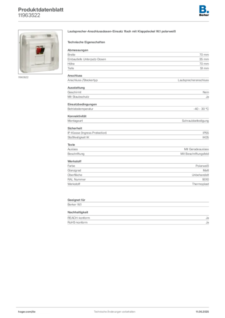 Bild Berker Produktdatenblatt 11963522 | Hager Deutschland