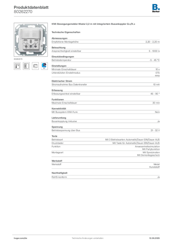 Berker Produktdatenblatt 80262270