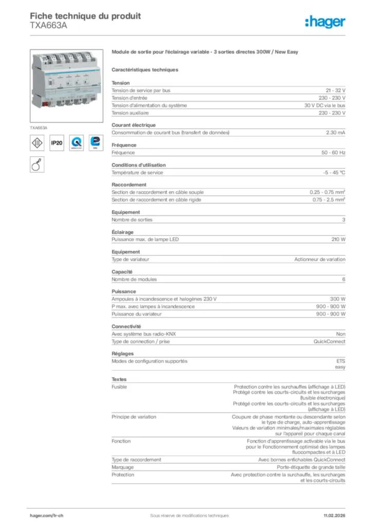 Module De Régulation 2 Canaux 300W Hager Easy - Pour Panneau électrique, Plastique, Réf. TXA662AN - 7