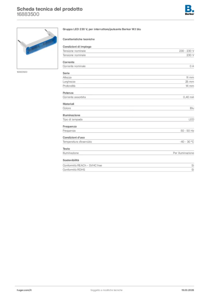 Immagine Berker Scheda tecnica del prodotto 16883500 | Hager Italia