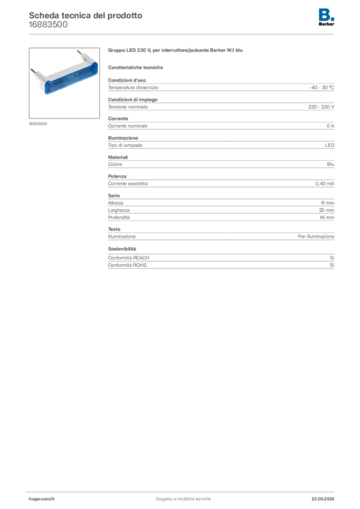 Immagine Berker Scheda tecnica del prodotto 16883500 | Hager Italia
