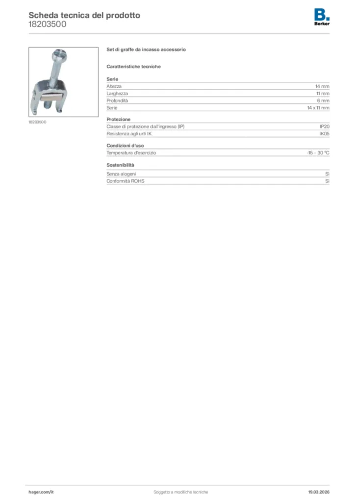 Immagine Berker Scheda tecnica del prodotto 18203500 | Hager Italia