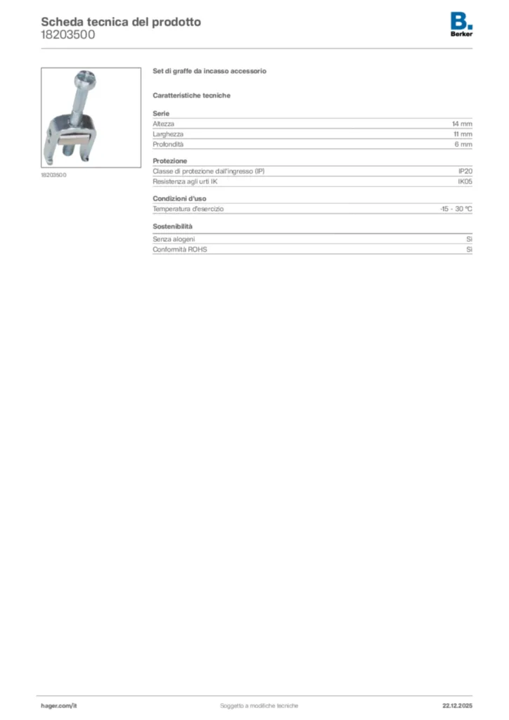 Immagine Berker Scheda tecnica del prodotto 18203500 | Hager Italia