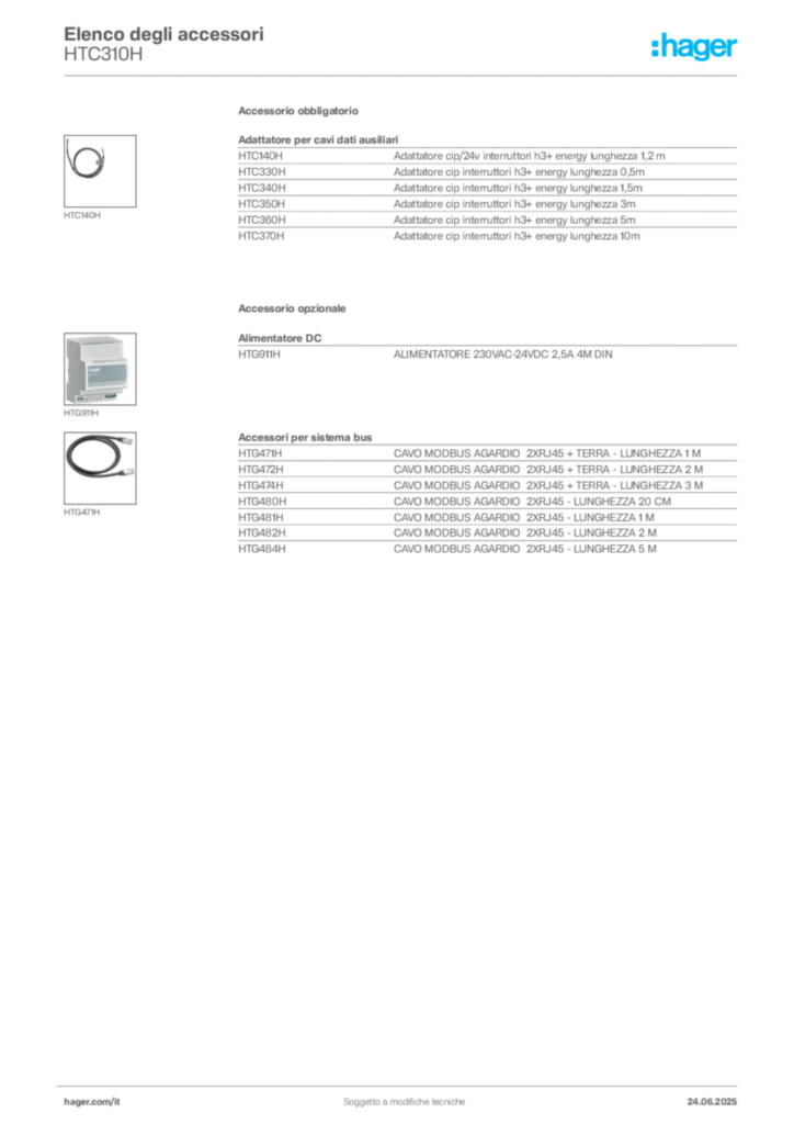 Immagine Hager Scheda tecnica del prodotto HTC310H | Hager Italia