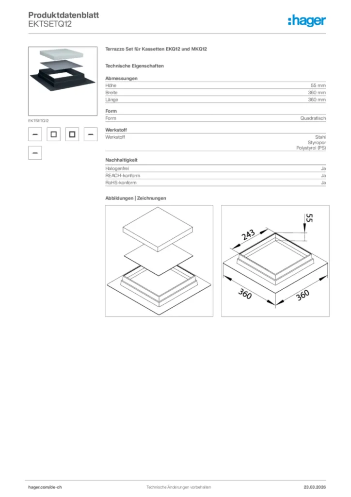 Bild Hager Produktdatenblatt EKTSETQ12 | Hager Schweiz