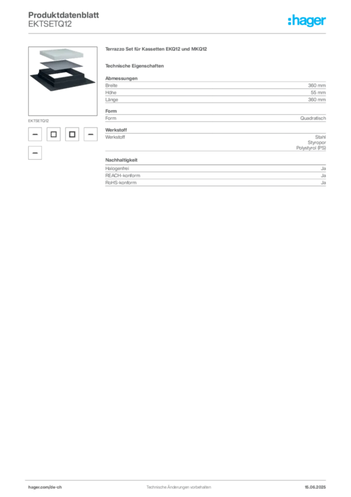 Bild Hager Produktdatenblatt EKTSETQ12 | Hager Schweiz