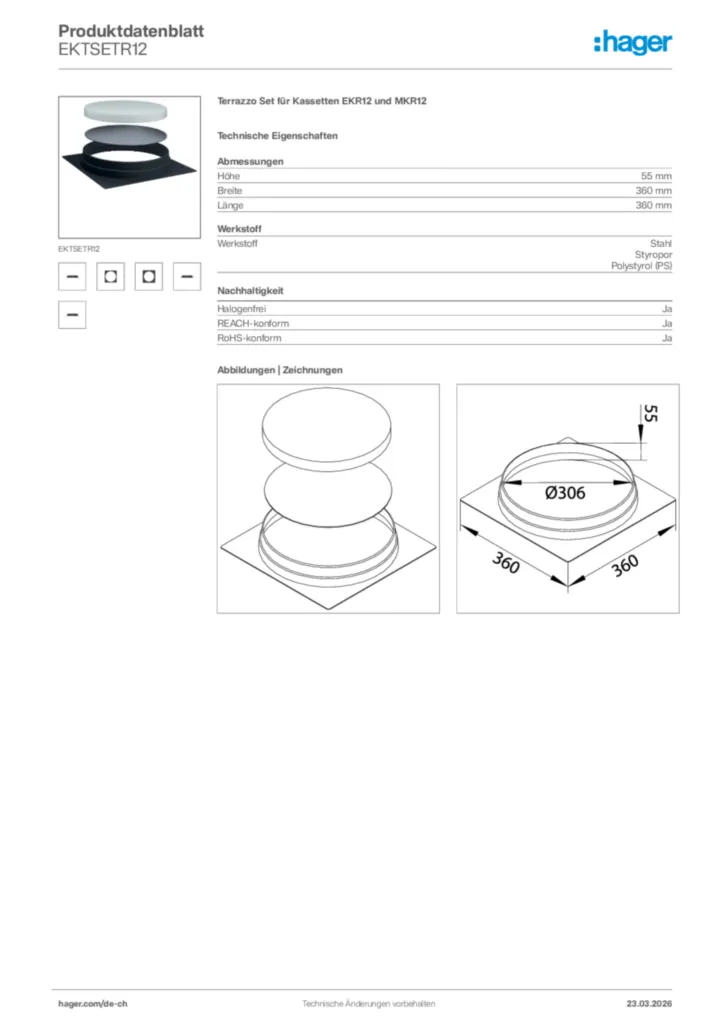 Bild Hager Produktdatenblatt EKTSETR12 | Hager Schweiz