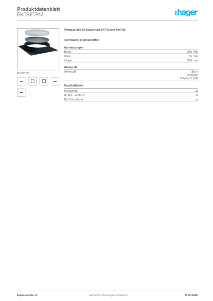 Bild Hager Produktdatenblatt EKTSETR12 | Hager Schweiz