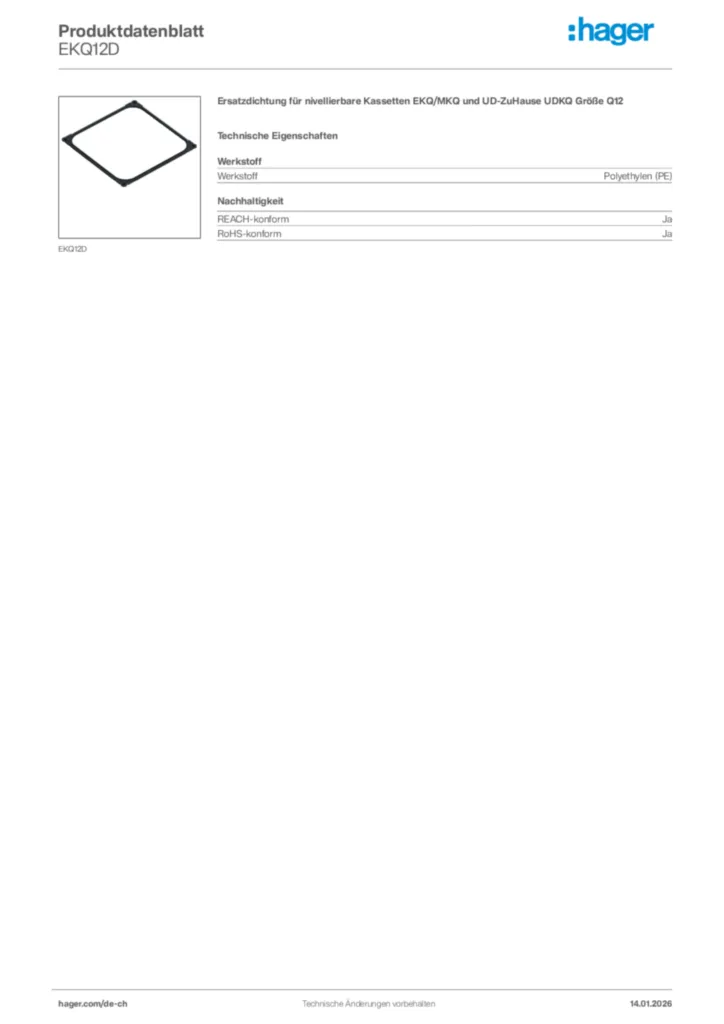 Bild Hager Produktdatenblatt EKQ12D | Hager Schweiz