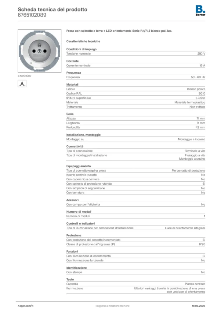 Immagine Berker Scheda tecnica del prodotto 6765102089 | Hager Italia