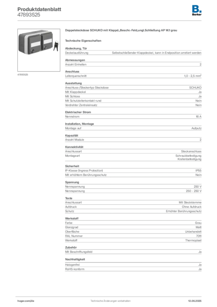 Berker Produktdatenblatt 47893525